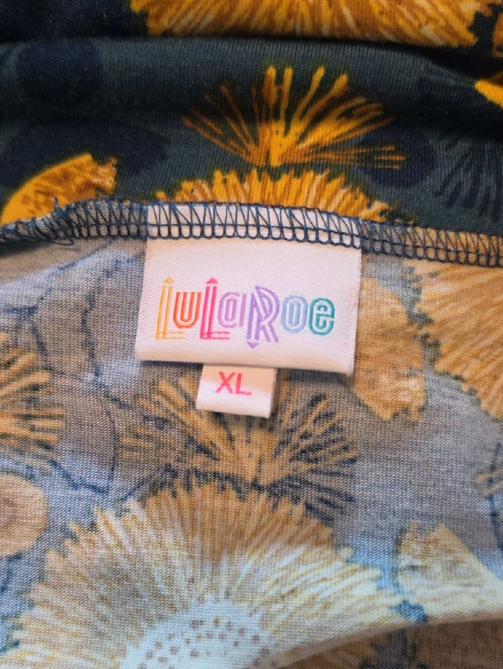 LuLaRoe Teal Maxi Skirt with Yellow Floral Print - Picture 2 of 3